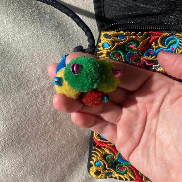 Thai embroidery, multi color small cross body purse Hmong hill tribe - Picture 5 of 8